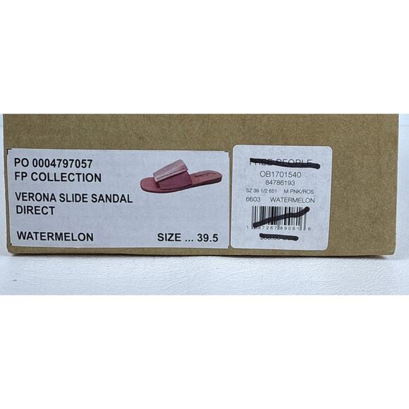 Free People Verona Slide Sandal Square Toe Leather Minimalist Watermelon Sz 39.5 - Picture 10 of 11